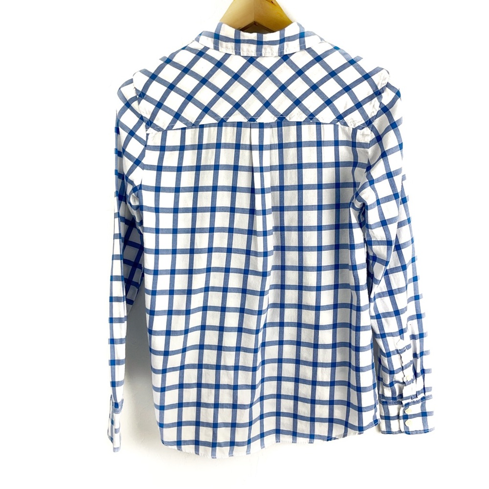 NWT J Crew Women’s Blue and White Flannel Shirt - Picture 2 of 5